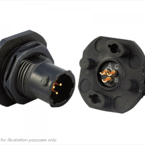 Eaton Souriau, UTS78E3P, M12 Threaded Receptacle, Shell Size 8 – 3 x #20 Handsolder Loaded Contacts.