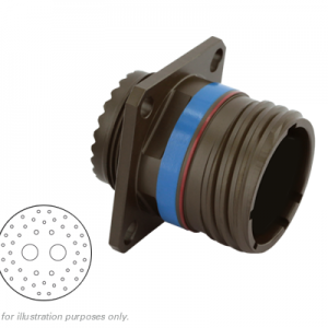 Eaton Souriau, D38999/20WJ46AA, Square Flange Receptacle, Shell Size 25, Aluminium Olive Drab Cadmium Plating, 40#20, 4#16, 2#8 Coax Less Pin Contacts.