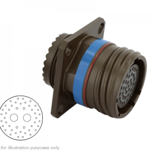 Eaton Souriau, D38999/20WJ46SA, Square Flange Receptacle, Shell Size 25, Aluminium Olive Drab Cadmium Plating, 40#20, 4#16, 2#8 Coax Socket Contacts.