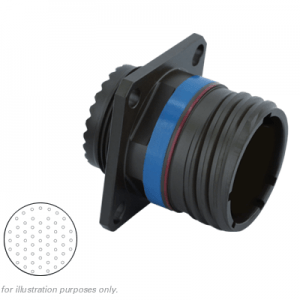 Eaton Souriau, D38999/20ZE35AA, Square Flange Receptacle, Less 55 size 22D Pin Contacts, Shell Size 17, Black Zinc Nickel. Aerospace, Industrial and Military.