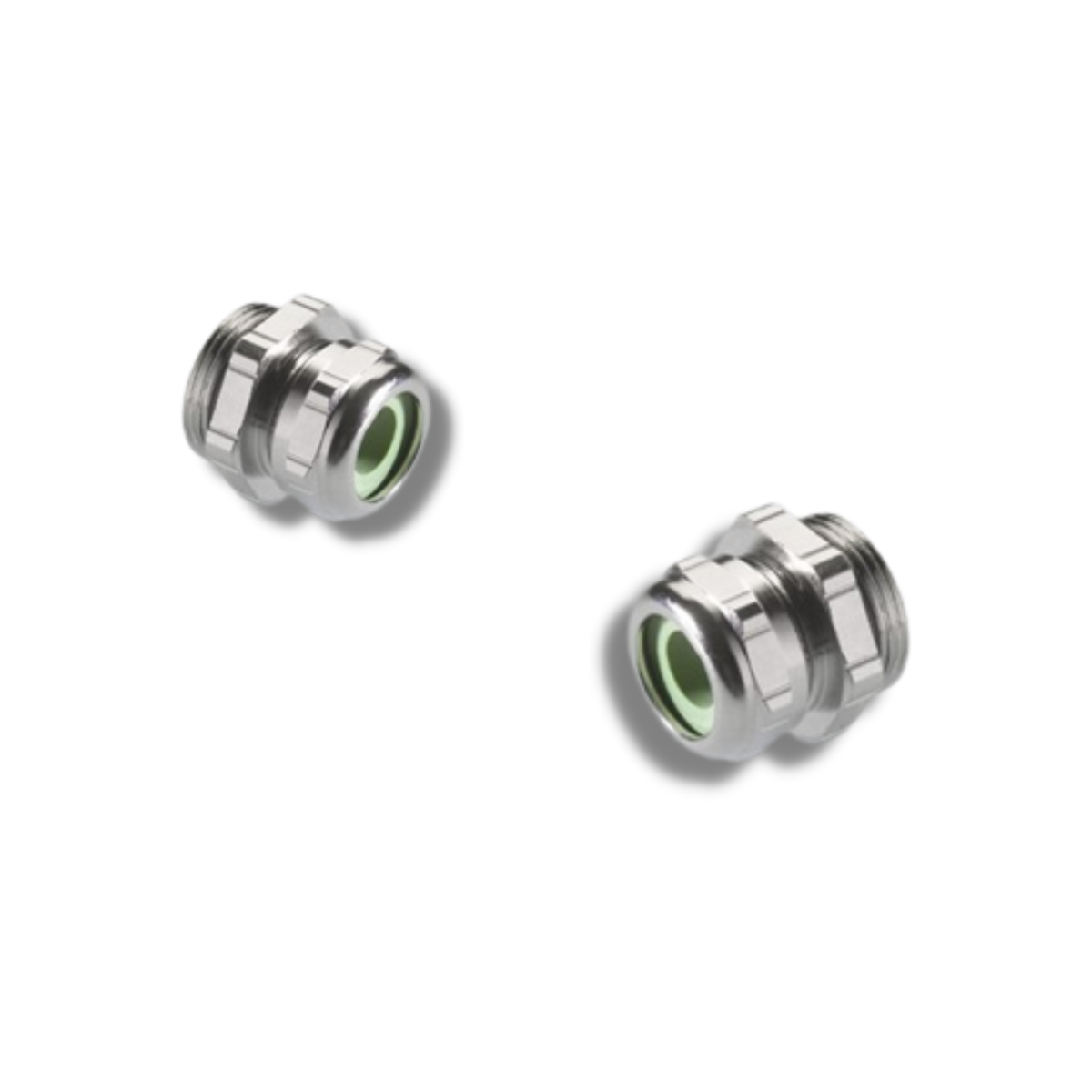 The items in the image are Pflitsch UNI Dicht HF cable glands, which are used for sealing and securing cables entering enclosures or control panels. These cable glands are designed to provide a reliable, waterproof, dustproof, and shockproof seal. 