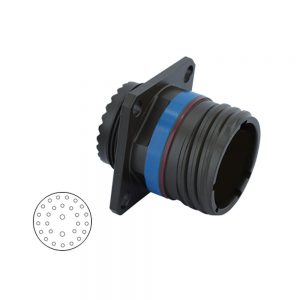 Eaton Souriau, 8D019Z28PA, Square Flange Receptacle, Shell Size 19 with Black Zinc Nickel (Z) Plating, 26#20, 2#16 Pin Contacts, A Orientation.