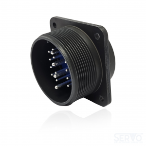 Fujikura, D/MS3102A28-11P, Box Mounting Receptacle, 4 size 12 and 18 size 16 Pin Contacts, Shell Size 28, Black Trivalent Chromate. For use in Aerospace, Industrial and Welding.