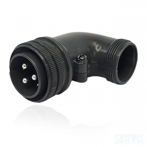 Fujikura, D/MS3108B20-22P, Right Angle Plug, Split Backshell, 3 size 8 and 3 size 16 Pin Contacts, Shell Size 20, Black Trivalent Chromate. For use in Aerospace, Industrial and Welding.